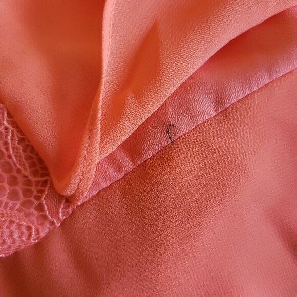 BCBGeneration ruffle layered square neck empire waist dress salmonwine Sz 4 NEW - Picture 4 of 8